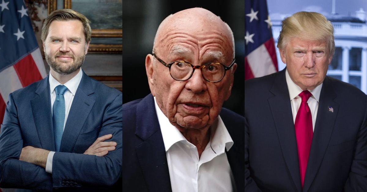 Photos of JD Vance (@PopBase), Rupert Murdoch (@nicksortor), and Donald Trump (@TomEDewey1948)